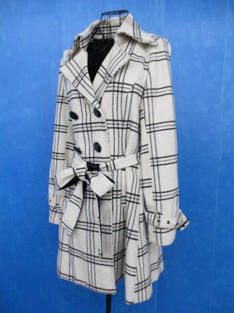 【お買得】★Dolly Angela/ドリーアンジェラ★レディースコート 白×黒 チェック柄 Lサイズ拍卖