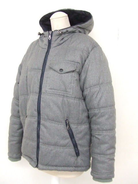 【お買得】★NAVY/ネイビー★メンズ中綿ジャケット グレー系 サイズL フード付き 拍卖
