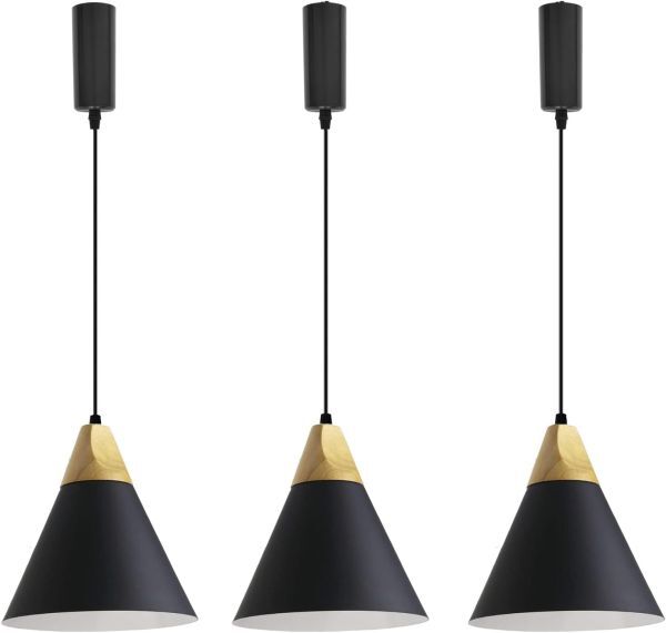 ケビン 3個パック ペンダントライト 長さ調節可 コード収納カップ付き インテリア照明 北欧 ペンダントランプ E26 【ブラック】拍卖