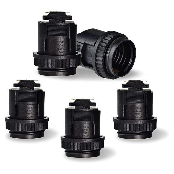 OTD E26口金 ソケット ライティングレールソケット ダクトレール用ランプソケット LEDレール 工事不要 電球ソケット (ブラック 5個入)拍卖