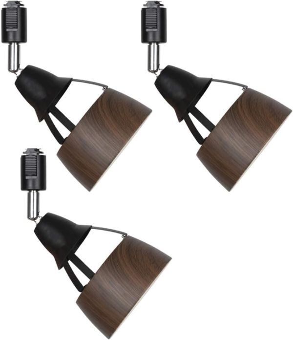 ペアライト 3個セット ダクトレールライト ライティングレール用スポットライト E26 ブラウン GT-GD-E26DB-3B 木紋入 北欧【真鍮】拍卖