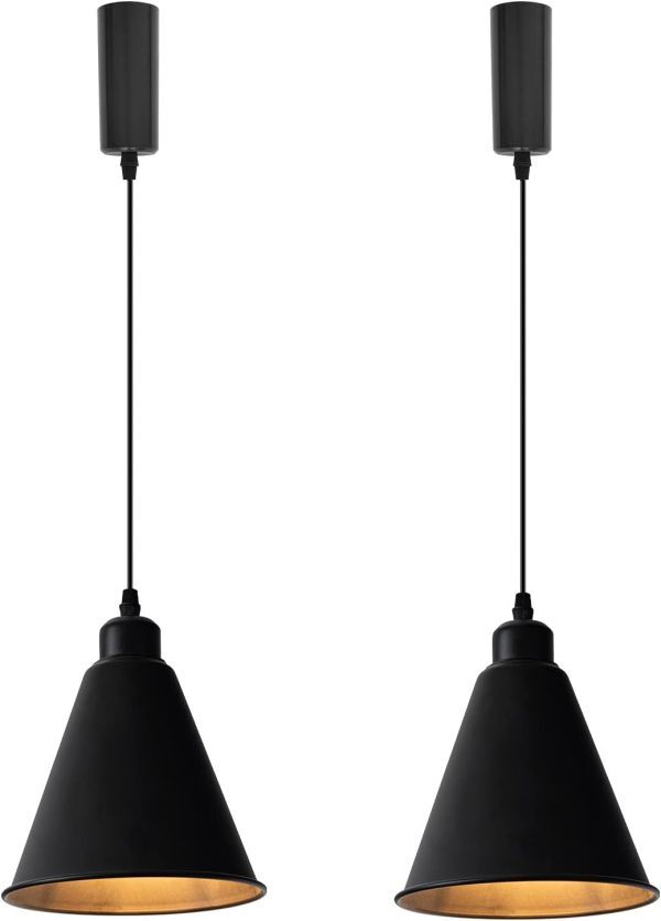 ケビン 2個パック ブラック 長さ調節可 コード収納カップ付き インテリア照明 北欧 ペンダントランプ 吊り下げ ライト E26 【ブラック】拍卖