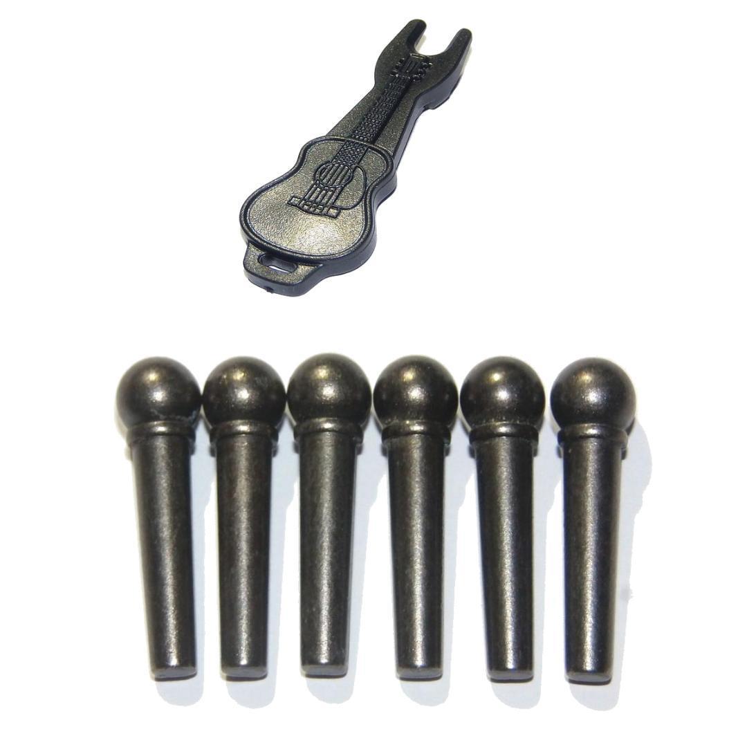 真鍮製 黒色 ブラック アコースティックギター アコギ ブリッジピン ブラス★ブリッジピン抜き ピンプラー 黒色拍卖