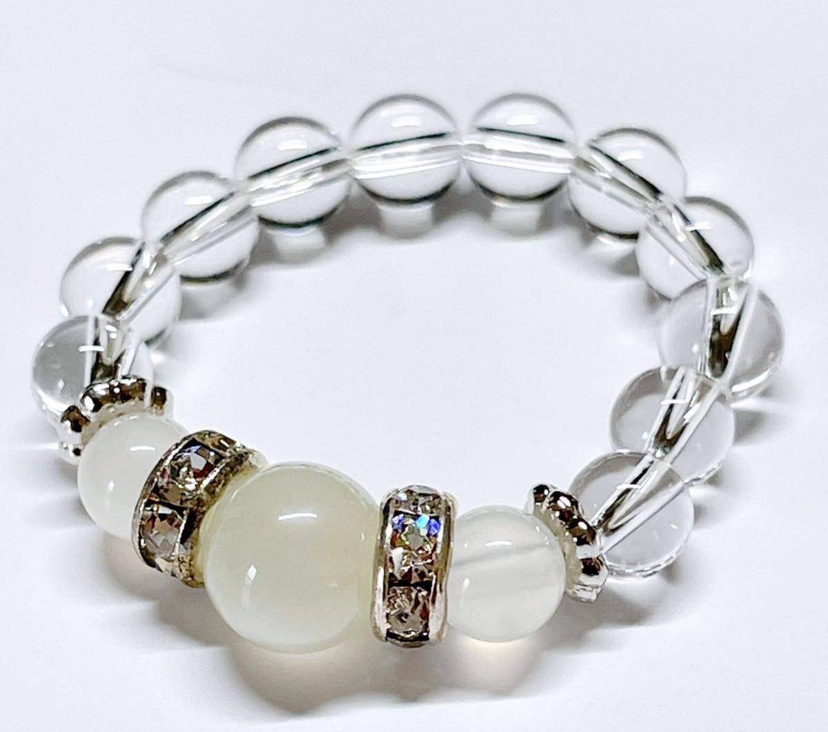 天然石リング 指輪★ムーンストーン★水晶 パワーストーン 誕生石 匿名配送ロンデル拍卖