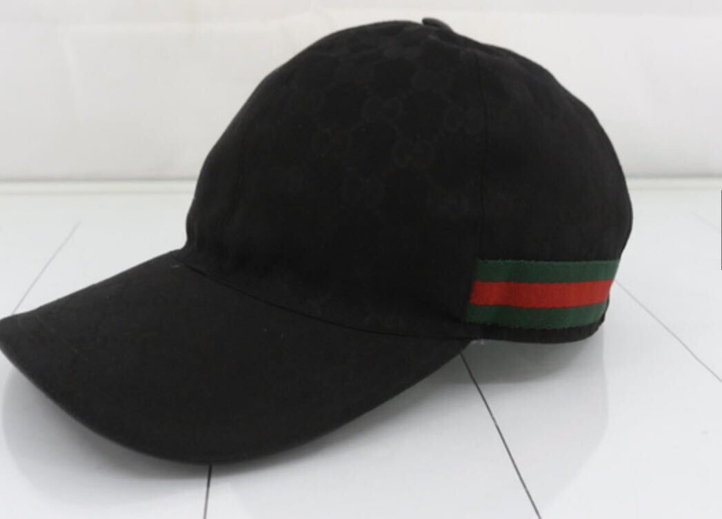 グッチ 帽子 キャップ ブラックキャンバス シェリーキャップ 200035 601491 商品ナンバー1 美品拍卖