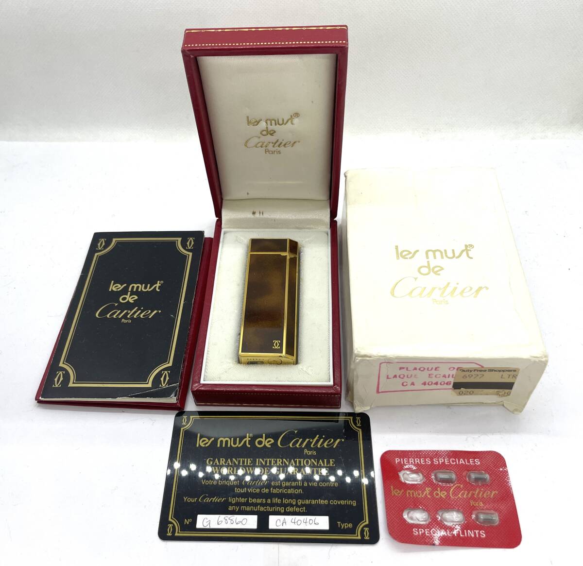 Cartier カルティエ ガスライター G68860 ペンタゴン 五角形 喫煙具 ブラウン×ゴールド色 ギャランティ付き拍卖