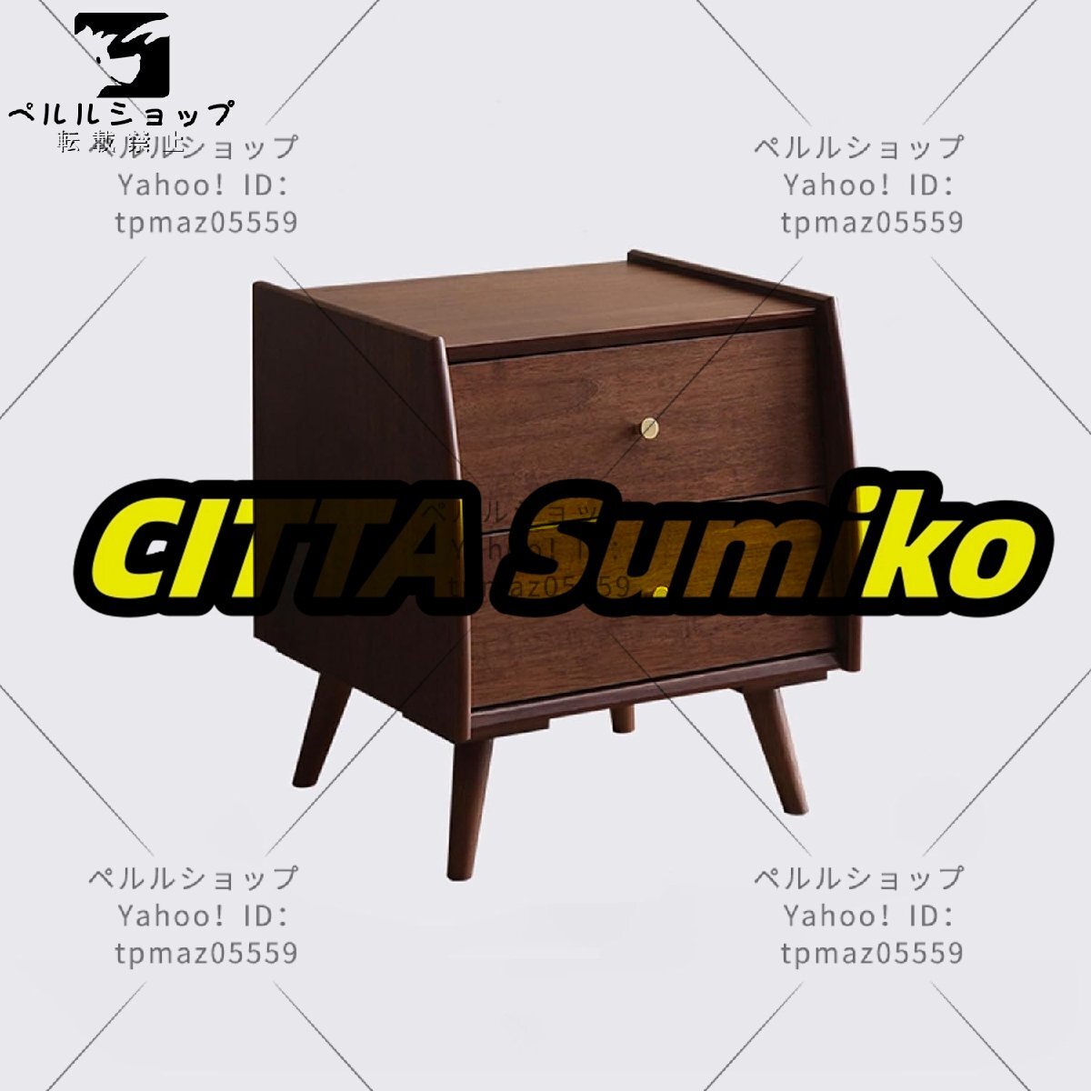 サイドテーブル寝室用引き出し 2 つ 引き出し 2 つ付き小型ローテーブルモダン 寝室 リビング ルーム用 ウォールナット色拍卖