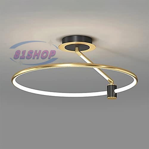 人気美品★LED ゴールドラウンドリング 50CM シーリングライト、調光可能なリモコン寝室の天井照明器具拍卖