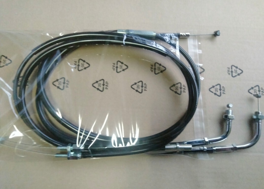 送料込み KAWASAKI Z250FT A1〜A3用クラッチ アクセル ワイヤー ケーブル セット 黒 30cm ロング 拍卖