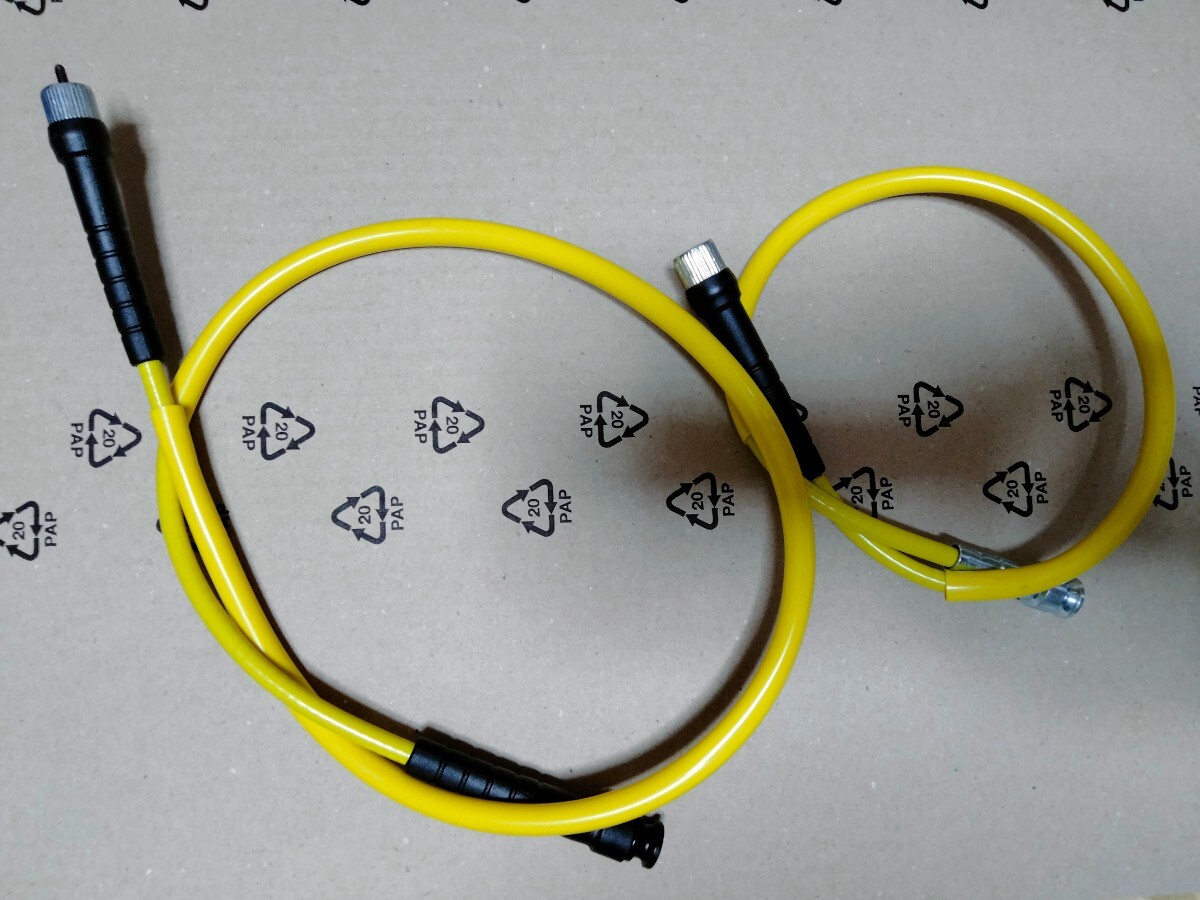 送料込み CBX400F CBX550F スピードメーター ワイヤー ケーブル タコメーターケーブルセット イエロー色 黄色 新品拍卖