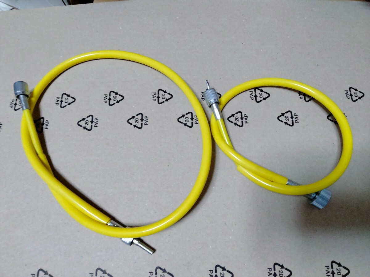 送料込み KAWASAKIZ250FT スピードメーター ワイヤー ケーブル タコメーターケーブルセット イエロー色 黄色 新品拍卖