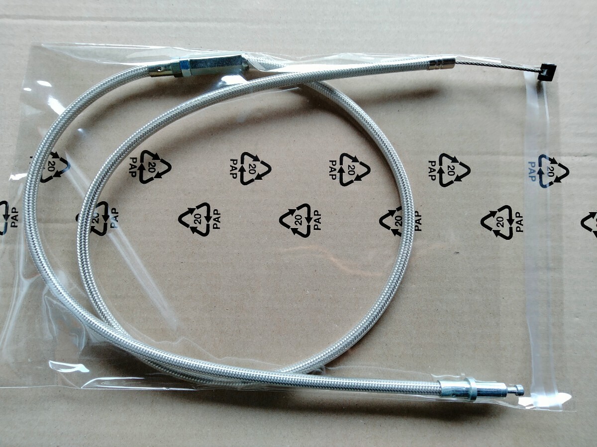 送料込み KAWASAKI Z250FT 30cmロング クラッチ ワイヤー ケーブル メツシュ 新品拍卖