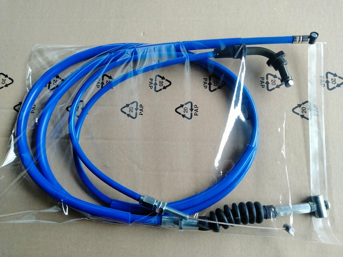 送料込み SUZUKI GSX400F GSX400FS インパルス 15cmロング アクセル クラッチ ワイヤー ケーブル セット ブルー 拍卖