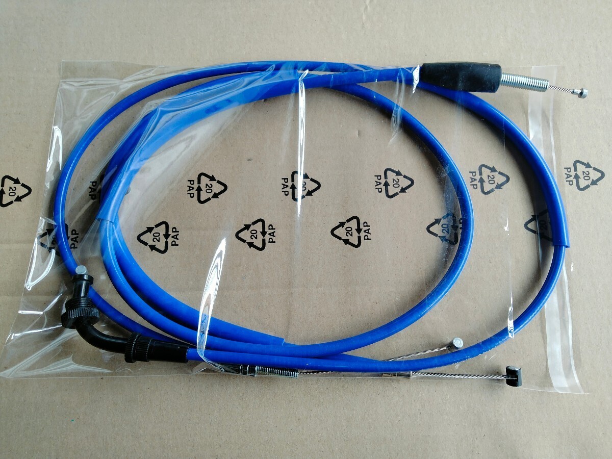 送料込み SUZUKI GSX400E GSX250E ザリゴキ15cmロング アクセル アクセル クラッチ ワイヤー ケーブル セット ブルー 拍卖