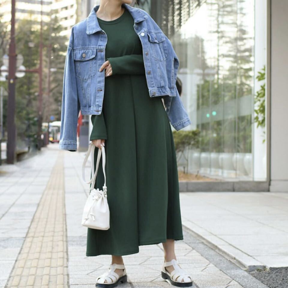 【新品】イージーケア 軽乾エンボス ワンピース 長袖 エンボス加工 マキシ丈 マタニティ フレアワンピース ロングワンピース マタニティ拍卖