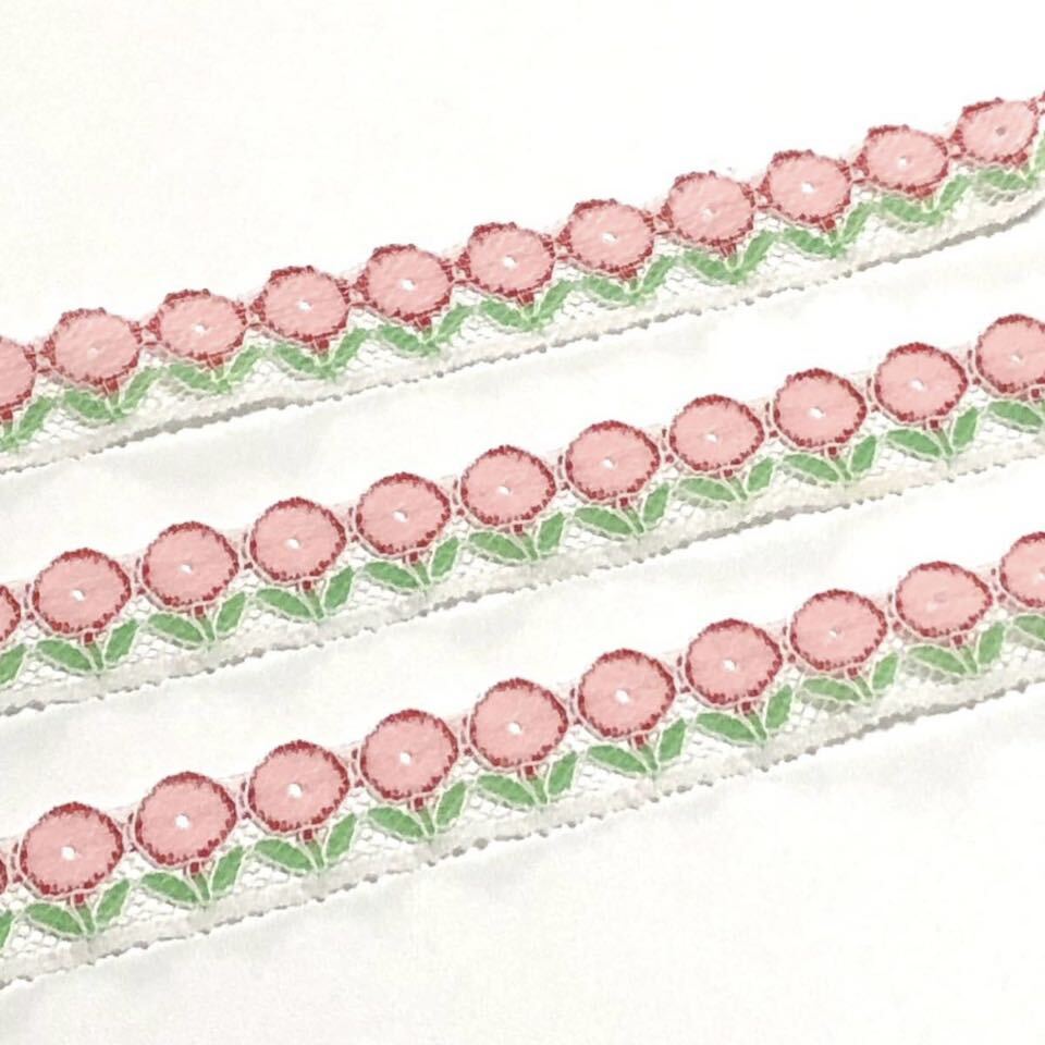 昭和レトロ レース お花 手芸 デッドストック レトロ 2m ピンク レトロ ハンドメイド拍卖