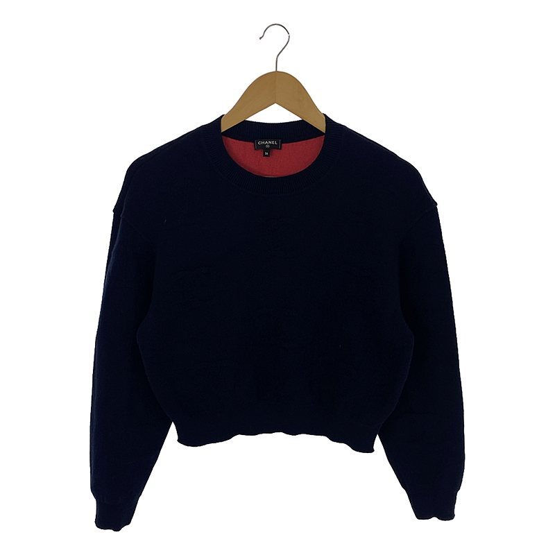 CHANEL / シャネル | P70525K / カシミヤ ココマーク ロゴ クルーネック ニット プルオーバー | 36 | ネイビー | レディース拍卖