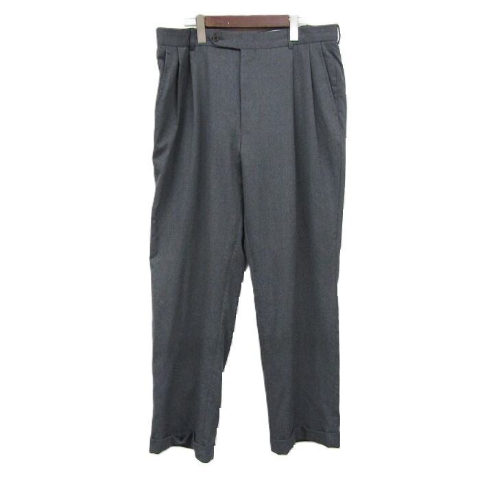 ビックサイズ W35 L30 NAUTICA 2タック スラックス ドレス パンツ ワイド ウール グレー ノーティカ 古着 ビンテージ 4M2607拍卖