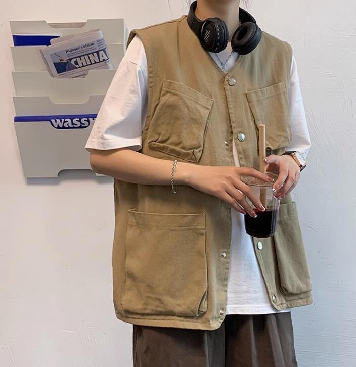 メンズ ファッション カメラマン 撮影 ベスト アウトドア 春夏 ゆったり 無地 シンプル 学生 X547拍卖