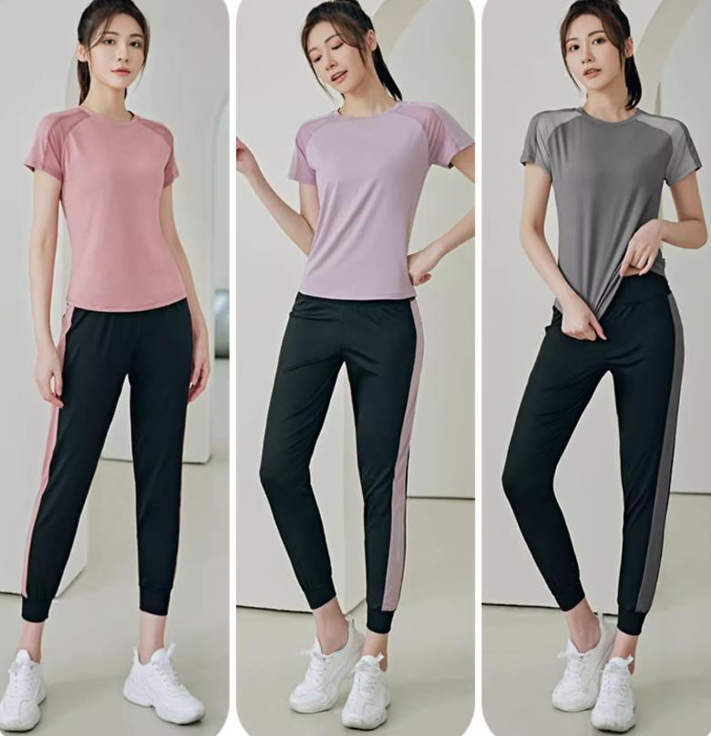 レディース スポーツウェア ヨガウェア 上下セット スポーツトレーニング ウェア 半袖2点セット 通気性 伸縮性 吸汗速乾 x396拍卖