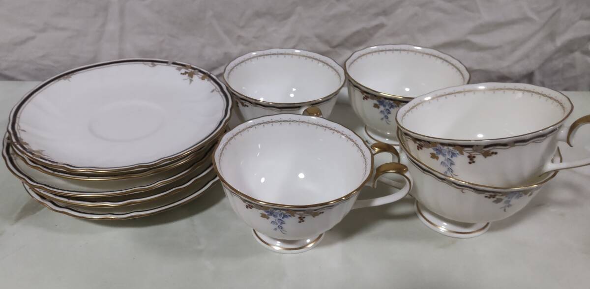 中古!!■ナルミ ボーンチャイナ カップ&ソーサー■5客拍卖