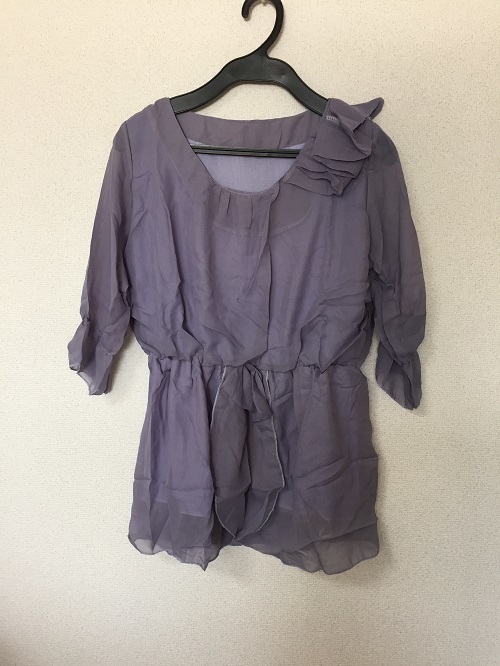 ★送料無料★【16X】(ブルー)ふんわり シースルー フリルトップス チュニック拍卖