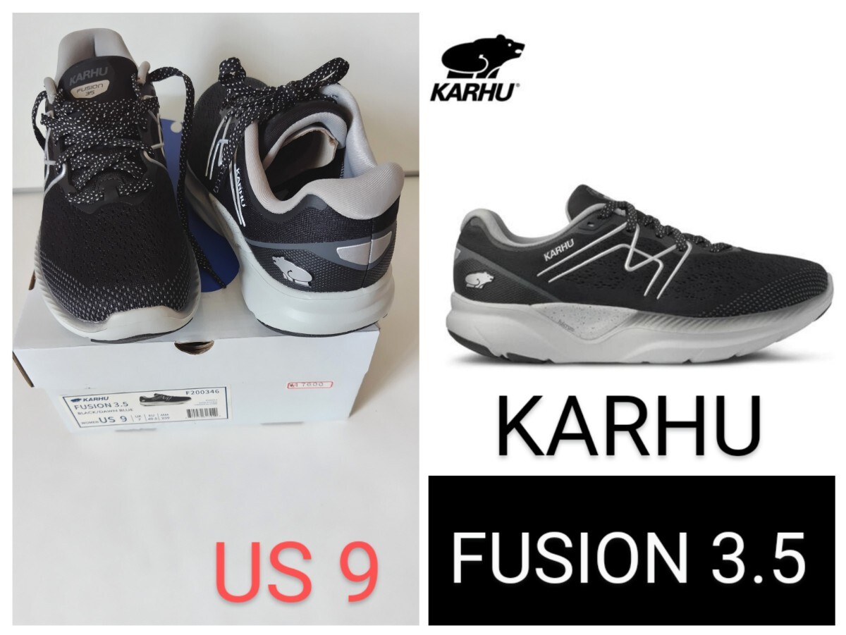 未使用品 レディースUS9 KARHU FUSION 3.5 カルフ フュージョン 3.5 レディース スニーカー ランニングシューズ ブラック KH200346 拍卖