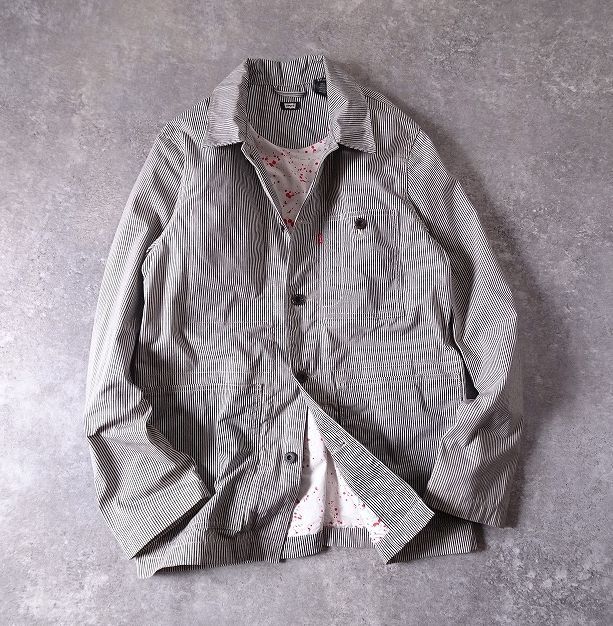 Levi's リーバイス ヒッコリー ストライプ ワークジャケット カバーオール 裏地 ペンキデザイン メンズ (S) ●o-983拍卖