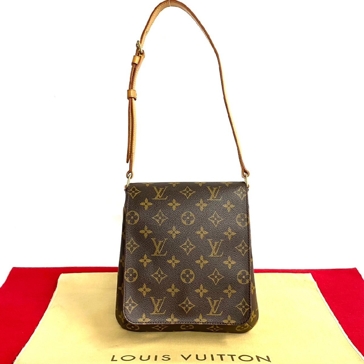 ほぼ未使用 袋付き LOUIS VUITTON ルイヴィトン ミュゼットサルサ モノグラム レザー ショルダーバッグ ポシェット ブラウン 29409拍卖