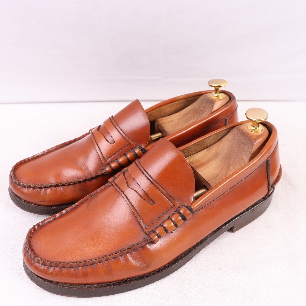 YANKO 7 1/2 / 26.0cm-26.5cm 位 ヤンコ ペニーローファー コインローファー Nova Moc ブラウン メンズ スペイン 本革 中古靴 古着 ds4504拍卖