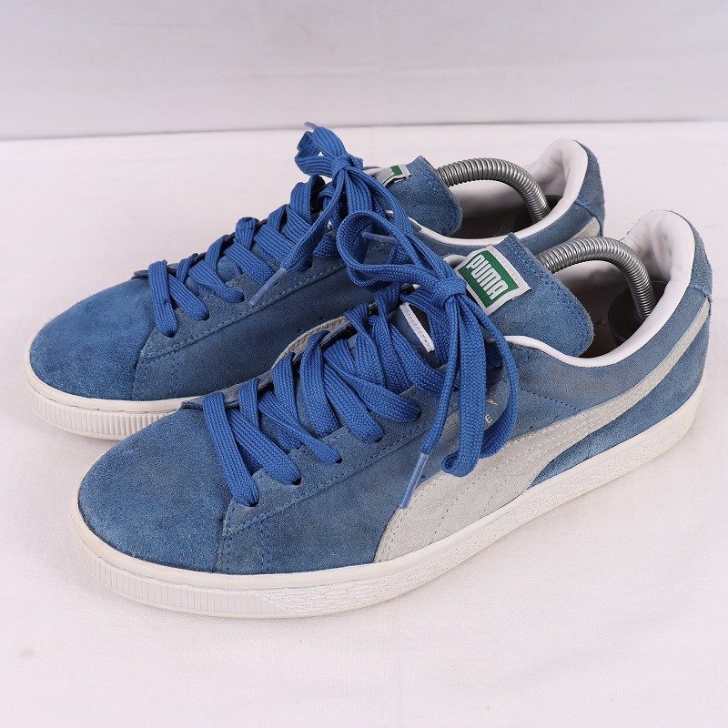 SUEDE CLASSIC PLUS 27.0cm/puma スウェード クラシック プラス プーマ スニーカー 中古 古着 青 ブルー グレー 白 メンズ et1780拍卖
