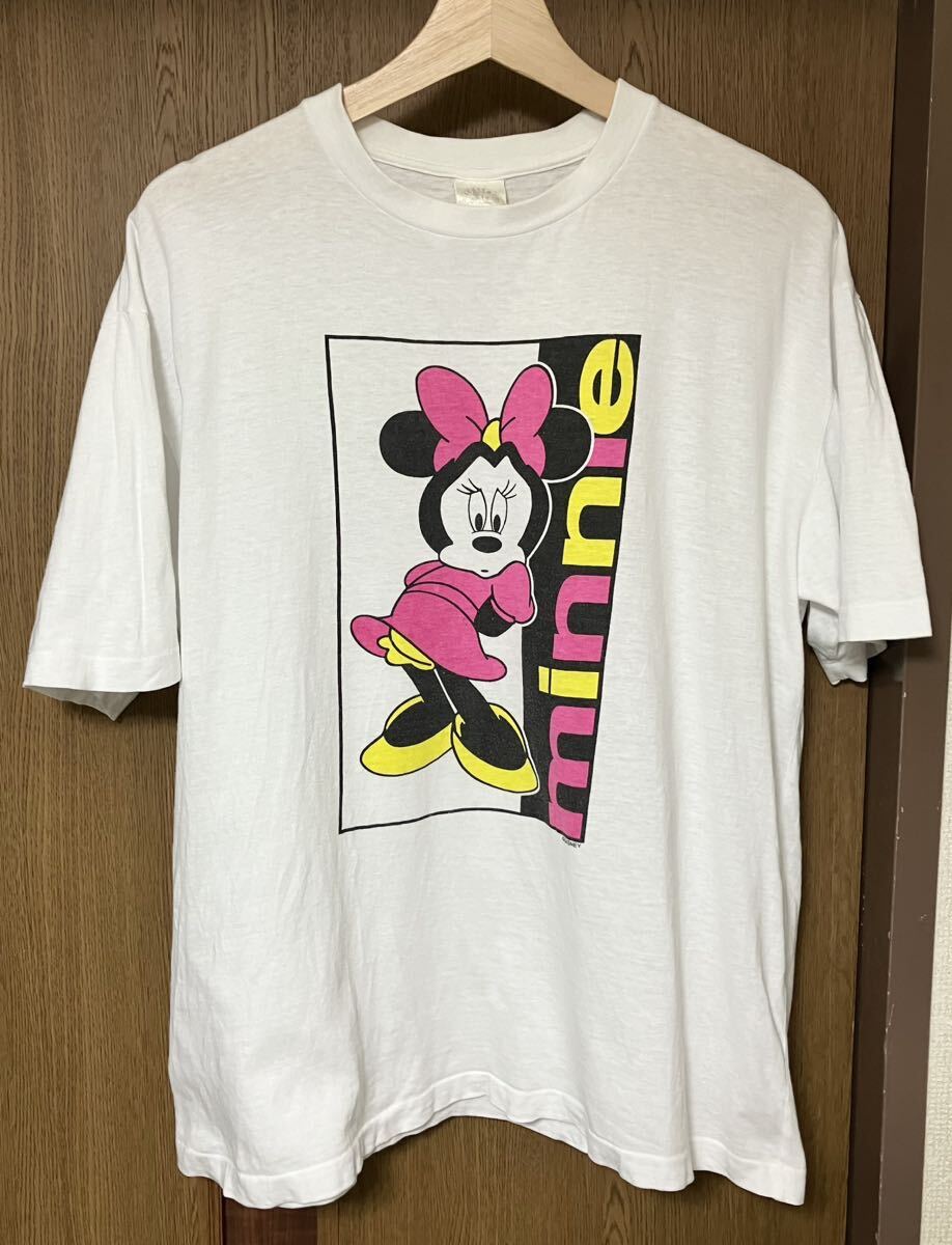 90s Disney ミニーマウス Tシャツ 当時物 コットン100% 白 シングルステッチ 90年代 ビンテージ オフィシャル Mickey Minnie Mouse拍卖