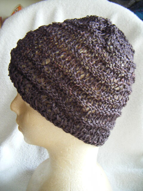 春、夏*手編男女兼用キャップ*綿*小豆色ぽいこげ茶から小豆色ぽい茶に変化   49拍卖