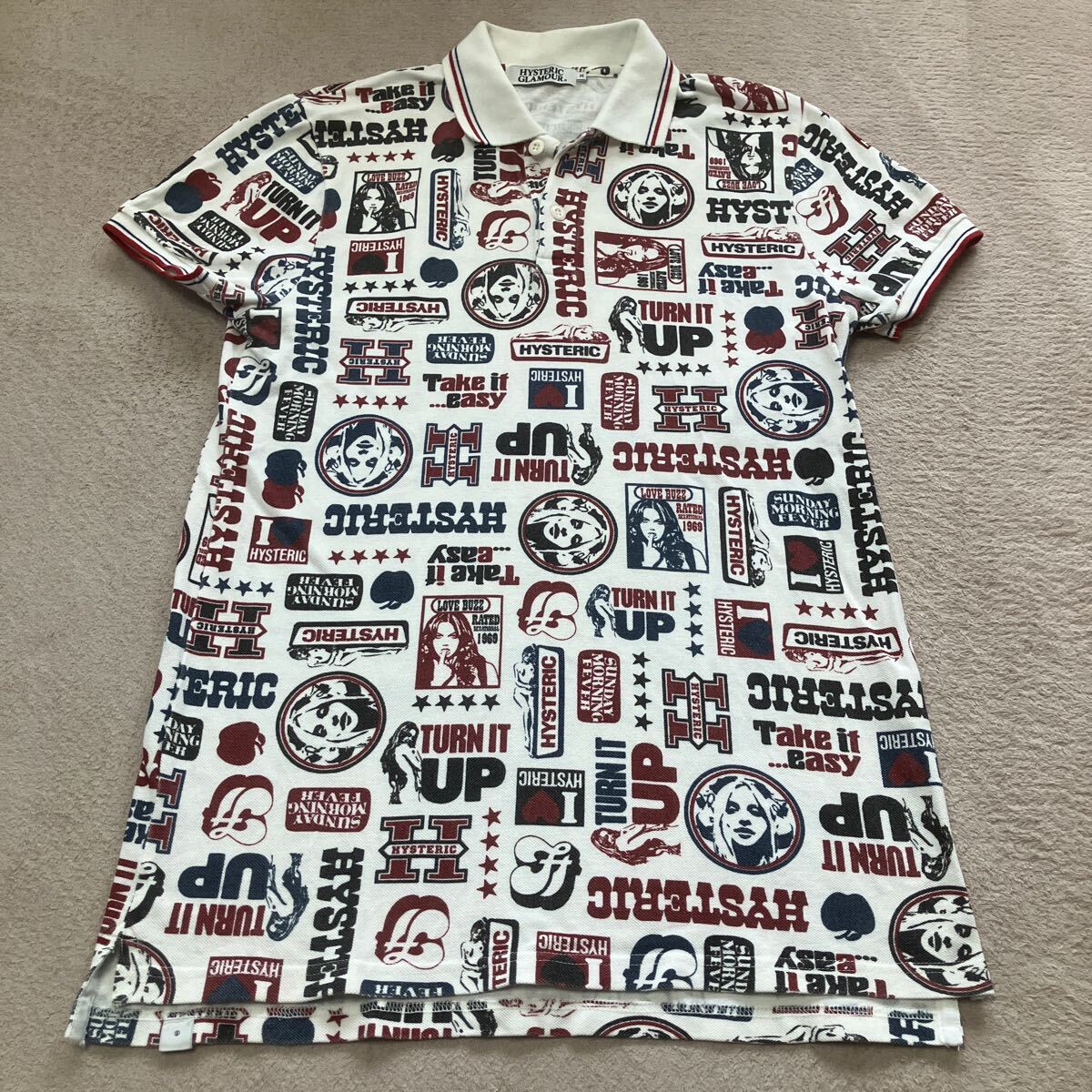 HYSTERIC GLAMOUR GIRL ヒステリックグラマー ポロシャツ ガールプリント サイズM ホワイト オゾンコミュニティ 正規品 超美品 着用回数少拍卖
