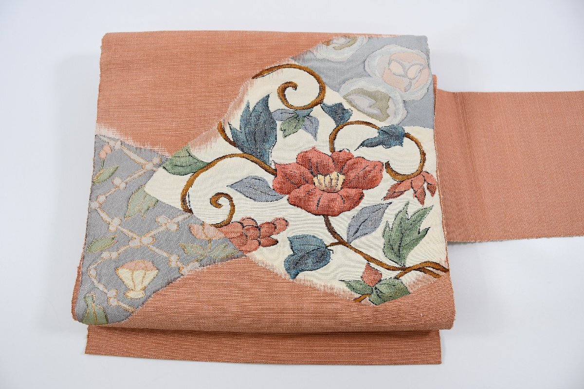 名古屋帯 唐草 花 帯丈354cm ★着物屋 ne-10372 桜庭呉服店拍卖