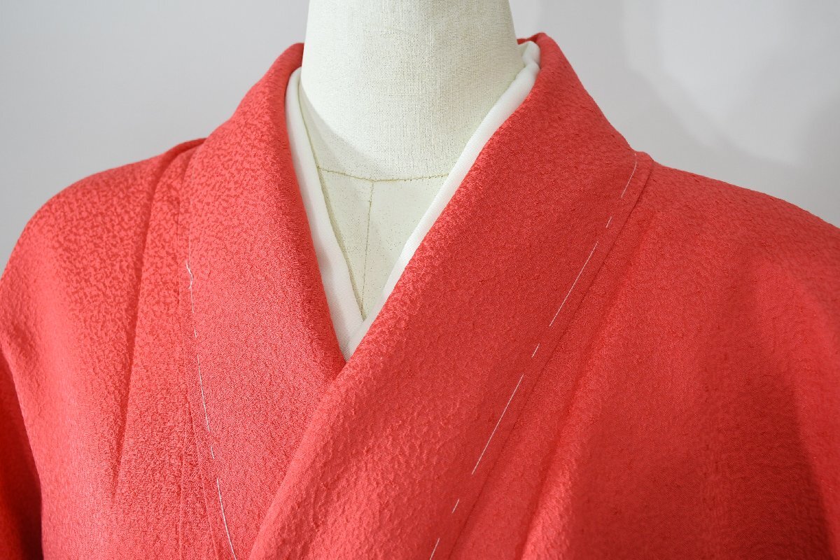 色無地 中紅色 パーティー 披露宴 お茶会 身丈150cm 裄丈66cm ★着物 ia-950 桜庭呉服店拍卖