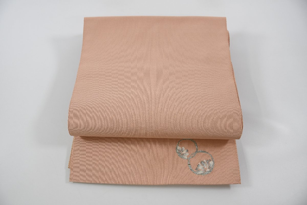 袋名古屋帯 無地 丸文 帯丈358cm ★着物屋 ne-10534 桜庭呉服店拍卖