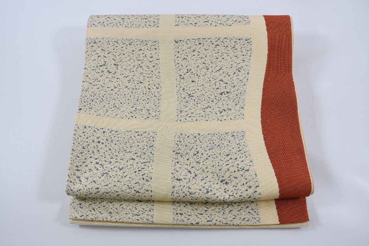 袋帯 六通柄 よろけ縞 帯丈430cm ★着物屋 ne-10583 桜庭呉服店拍卖