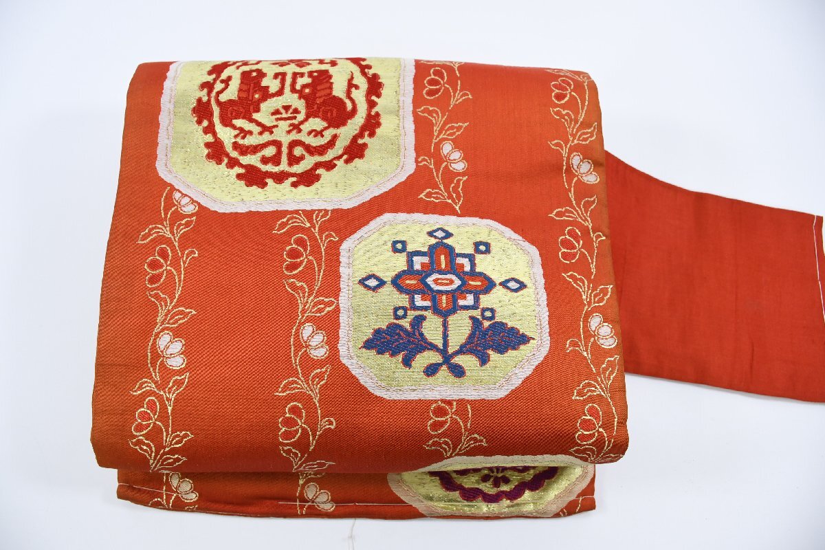 名古屋帯 アンティーク 正倉院文 動物 帯丈336cm ★着物屋 ne-10654 桜庭呉服店拍卖