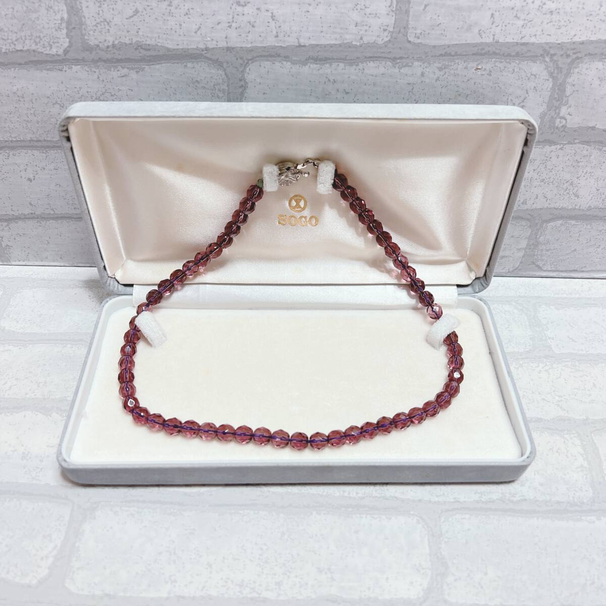 ネックレス silver シルバー パープルストーン 丸 紫石 アンティーク ヴィンテージ EL-0915拍卖