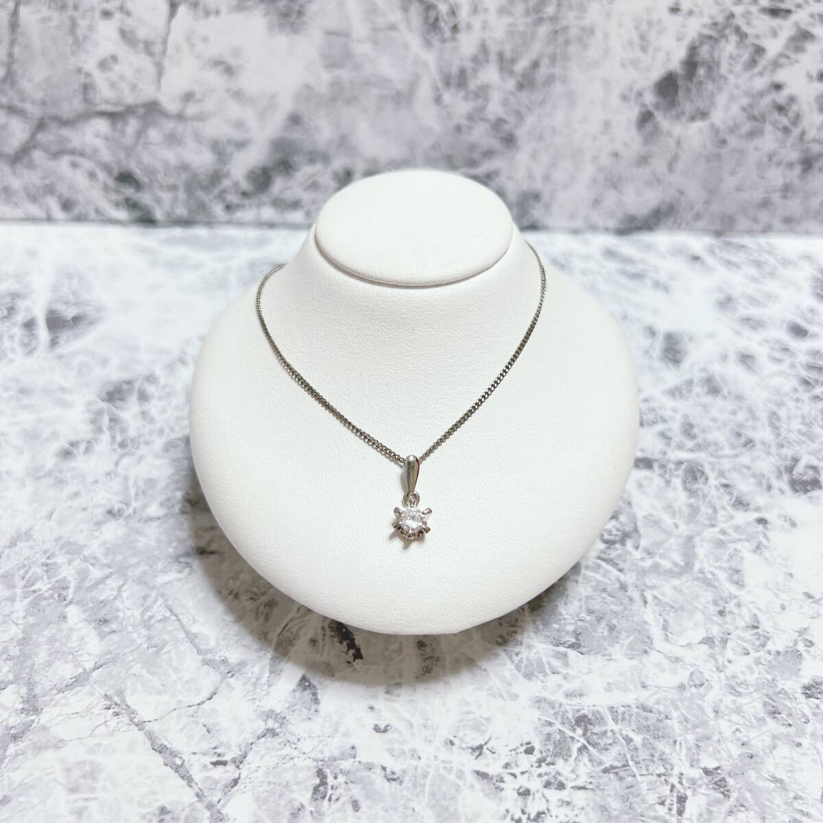 ネックレス シルバー silver ビジュー ジルコニア ストーン ヴィンテージ アンティーク EL-1358拍卖