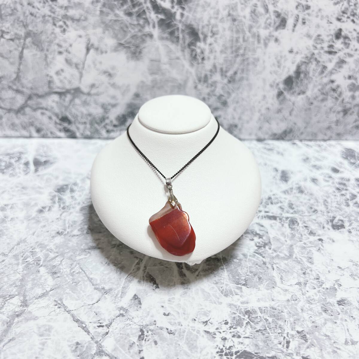 ネックレス silver シルバー オレンジストーン 天然石 ヴィンテージ アンティーク EL-1494拍卖