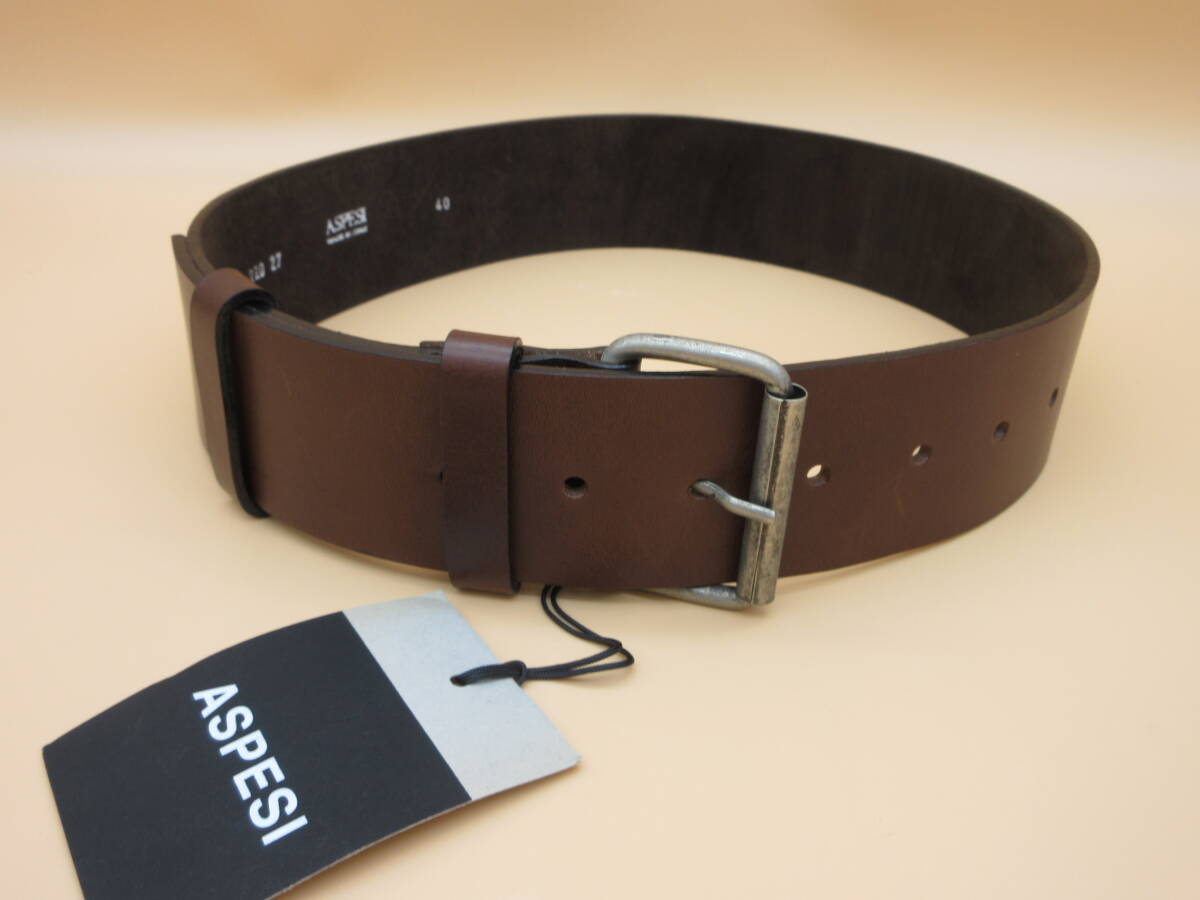 ASPESI アスペジ レザーベルト ¥23100 サイズ40 イタリア製 新品未使用 タグ付き 牛革 拍卖