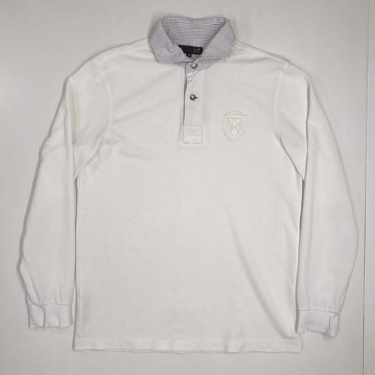 23区SPORT 23クスポーツ 長袖ポロシャツ ゴルフ GOLF ホワイト メンズ Mサイズ 36-17a拍卖