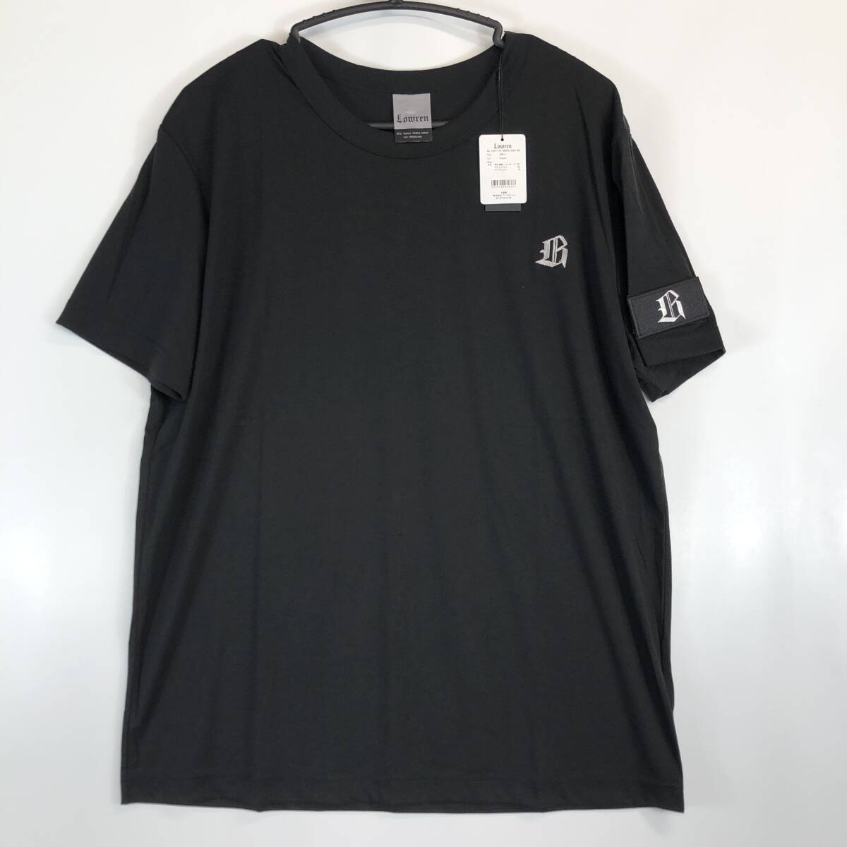 未使用 Lowren ローレン フィットネス 半袖Tシャツ ブラック 冷感生地 40(Lサイズ) 袖ワッペン 刺ロゴ 拍卖