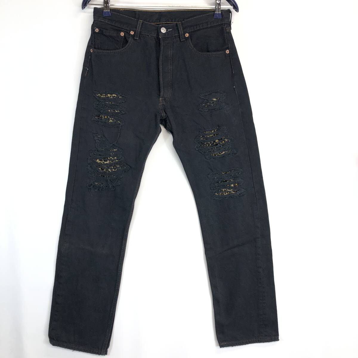 00s メキシコ製 リーバイス 501 デニムパンツ カラーデニム リメイク ブラック 00501-0000 W33 647刻印拍卖