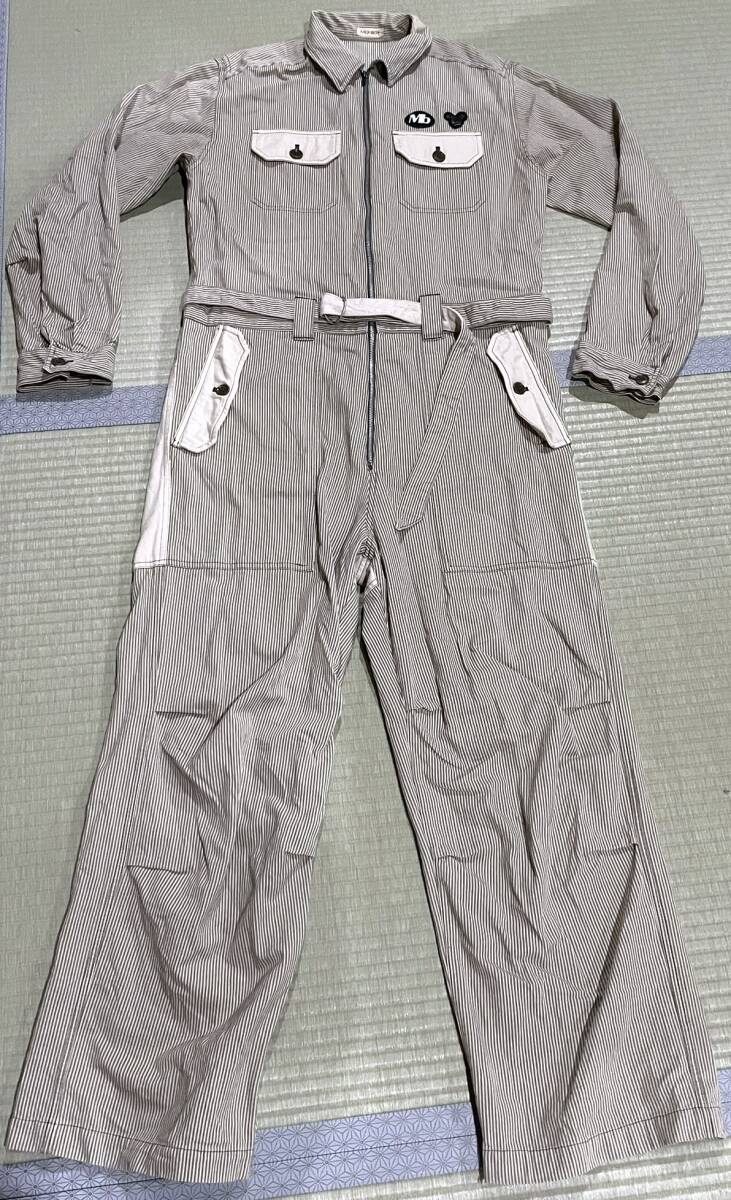 希少 MILK BOY ミルクボーイ 80s 90s archive 初期 ヒッコリー ワーク オールインワン ジャンプスーツ つなぎ F グレー PUNK ROCK 666 原宿拍卖