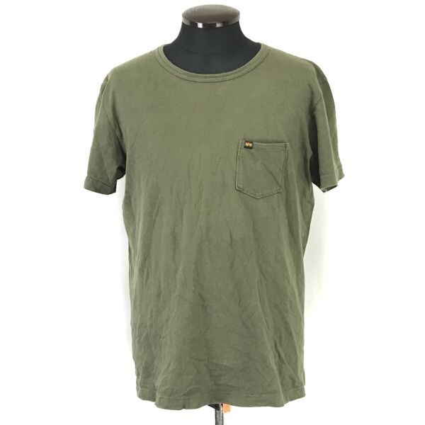 アルファ/alpha industries★半袖/ポケットTシャツ【メンズL/カーキ/khaki】Tops/Shirts◆BH775拍卖