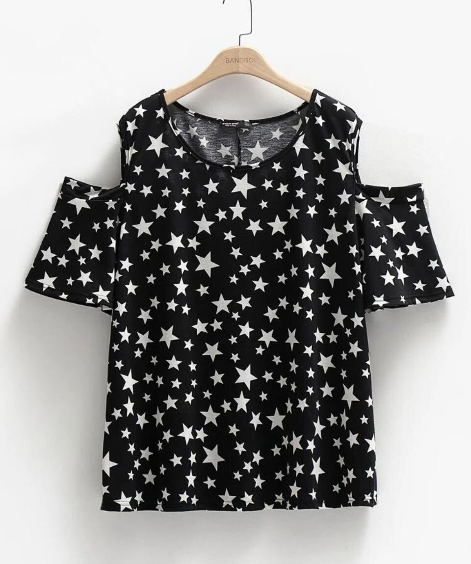 【SHEIN】オープンショルダー星総柄カットソー♪拍卖