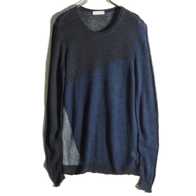 R7108f21 ■ROBERTO COLLINA ロベルトコリーナ エディフィス 購入■ リネン サマーニット ブラック ネイビー 46 紺 黒 グレー 春夏拍卖